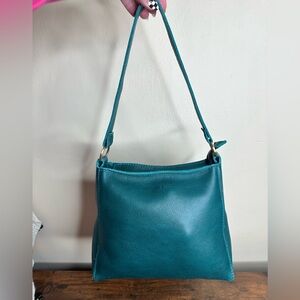 Portland Leather Triangle Shoulder Bag lagoon butterfly